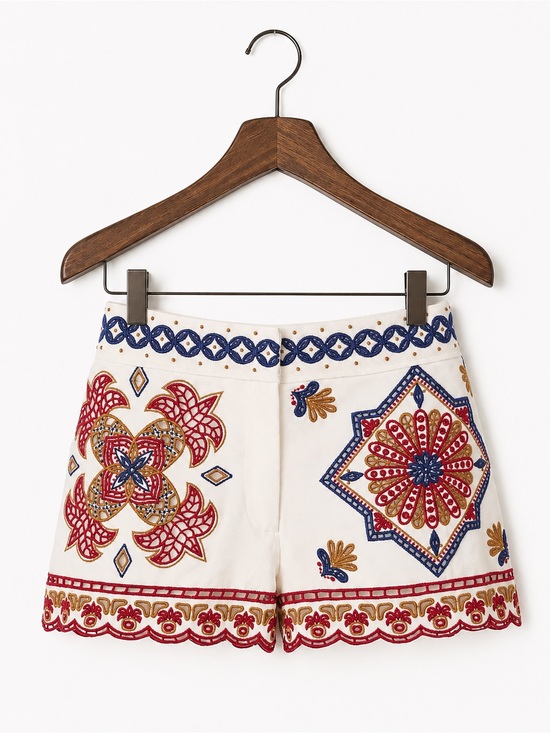 FARM Rio Pants - FARM Rio Mary’sTiles Embroidered Shorts • Size XL • NWT SEEN ON GWYNETH PALTROW